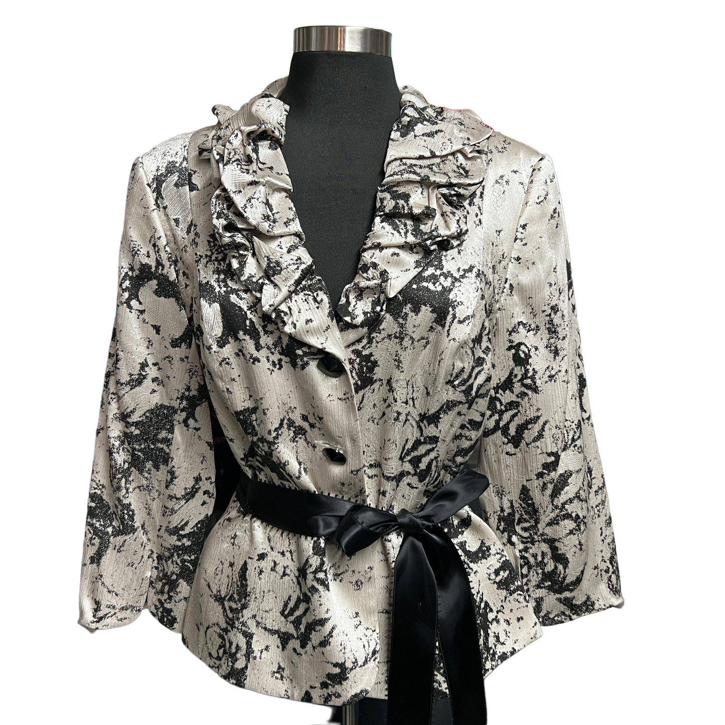 Victor Costa Gray Silver Elegant Blouse Size 12 Women's