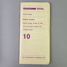 Norfolk Southern NS Eastern Division Northern Region Timetable #10, October 1989