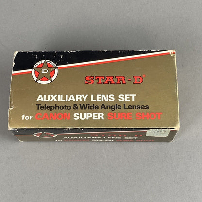 Star-D Auxiliary Lens Set Telephoto Wide Angle Lenses for Canon Super Sure Shot