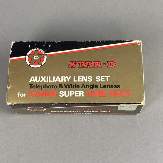 Star-D Auxiliary Lens Set Telephoto Wide Angle Lenses for Canon Super Sure Shot