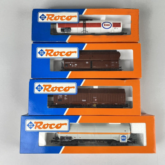 Roco HO Scale DB German Federal Railway Freight Cars LOT OF 4 Orig Boxes EX