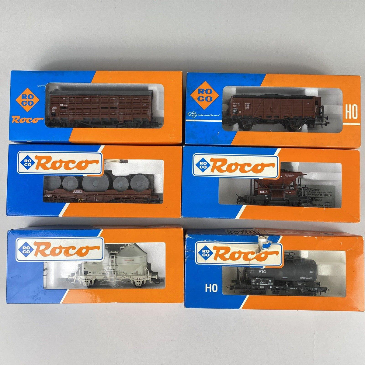 Roco HO Scale DB German Federal Railway Freight Cars LOT OF 6 Orig Boxes