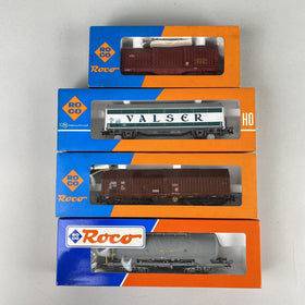 Roco HO scale Freight Cars Lot of 4 of Various European Railways BLS, DB, SBB