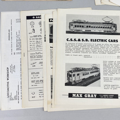 Max Gray O Gauge KTM Brass Train Catalog #4 with variety of Supplement 1960's