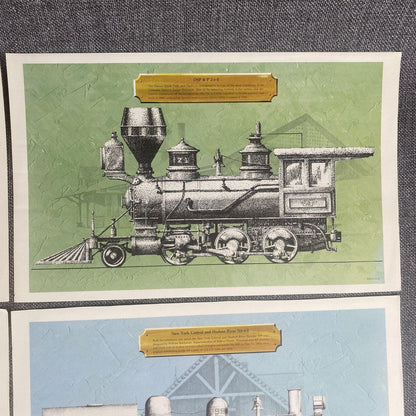 8 Prints 8"x12" of early American Steam Locomotives,  K-27 etc. 1971 by E.C. Co