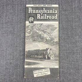 Vintage Pennsylvania Railroad Brochure &Timetable September 1944 , 35 pages