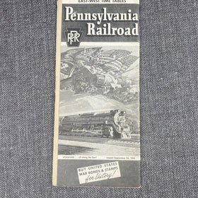 Vintage Pennsylvania Railroad Brochure &Timetable September 1944 , 35 pages