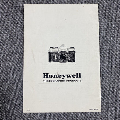 Vintage Pentax Honeywell Spotmatic 35mm Camera Instruction Manual