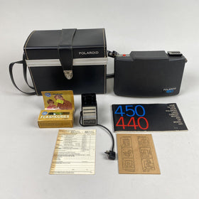 Polaroid 450 Automatic Land Camera W Carry Case, Flash, 2 Flash Cubes and Manual