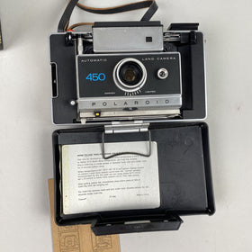 Polaroid 450 Automatic Land Camera W Carry Case, Flash, 2 Flash Cubes and Manual