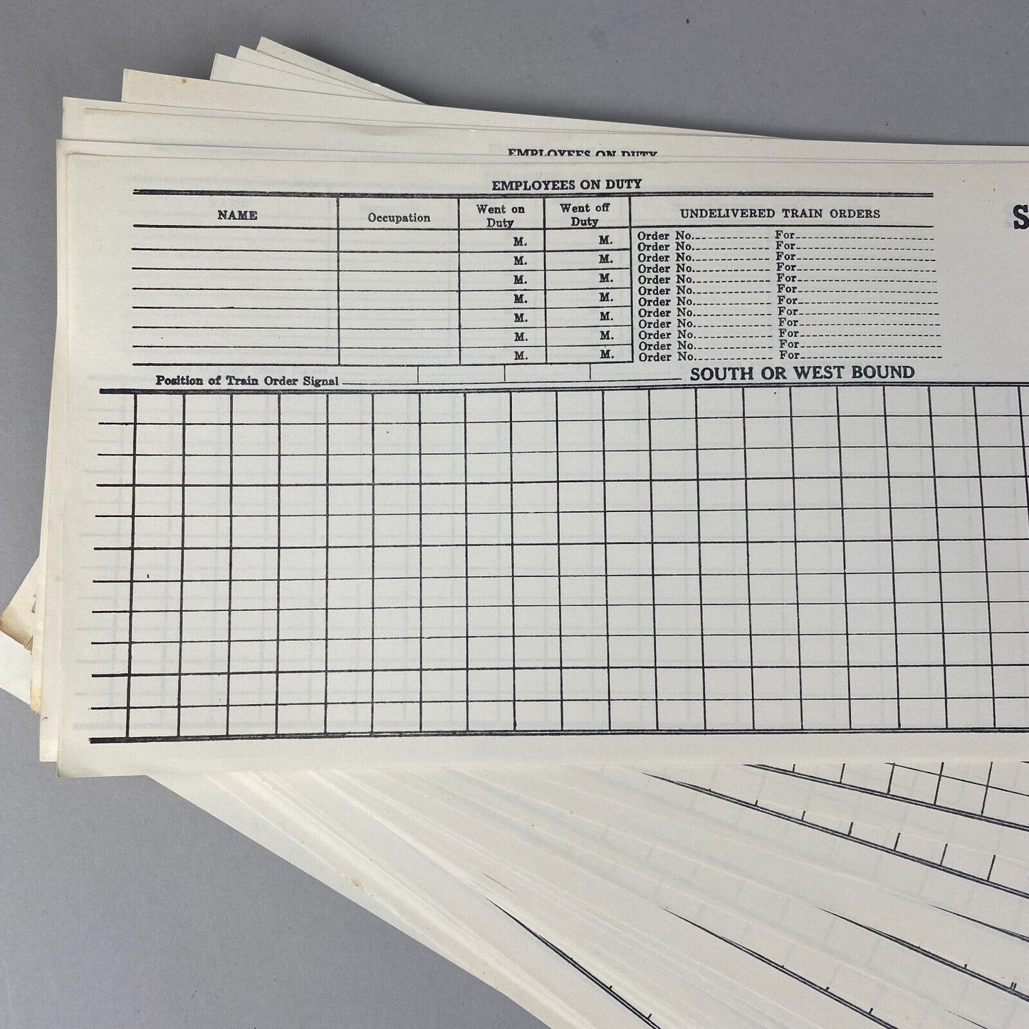 Southern Railway System Station Record of Train Movement Form 648A, 50 forms