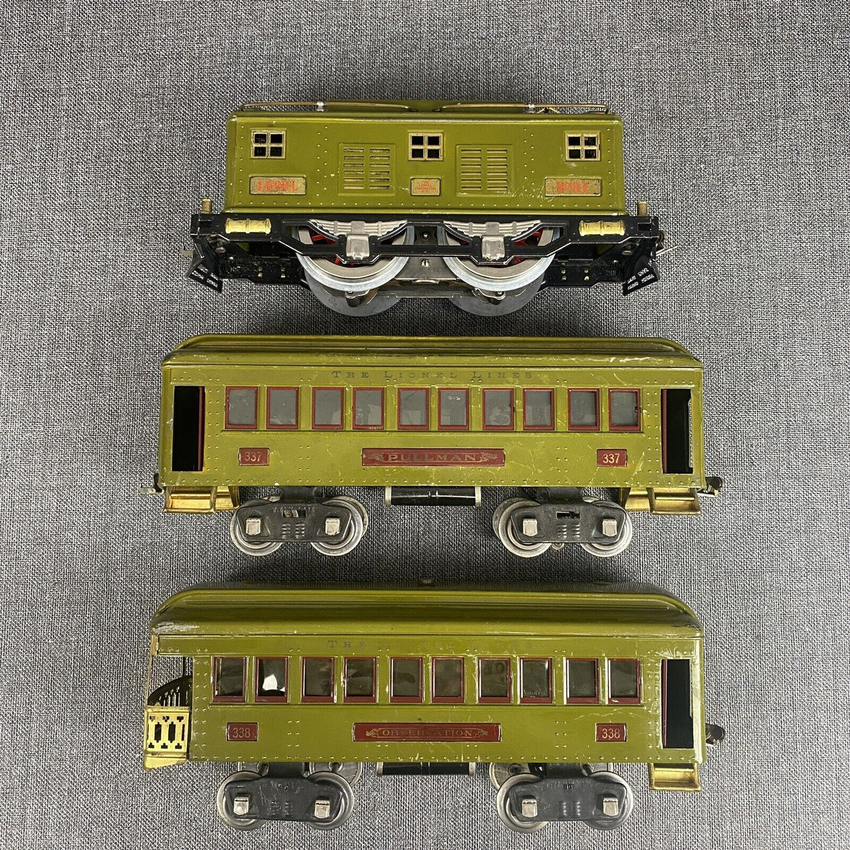 Lionel Standard Gauge Prewar No.347 Train Set 8E with 337, 338 Cars