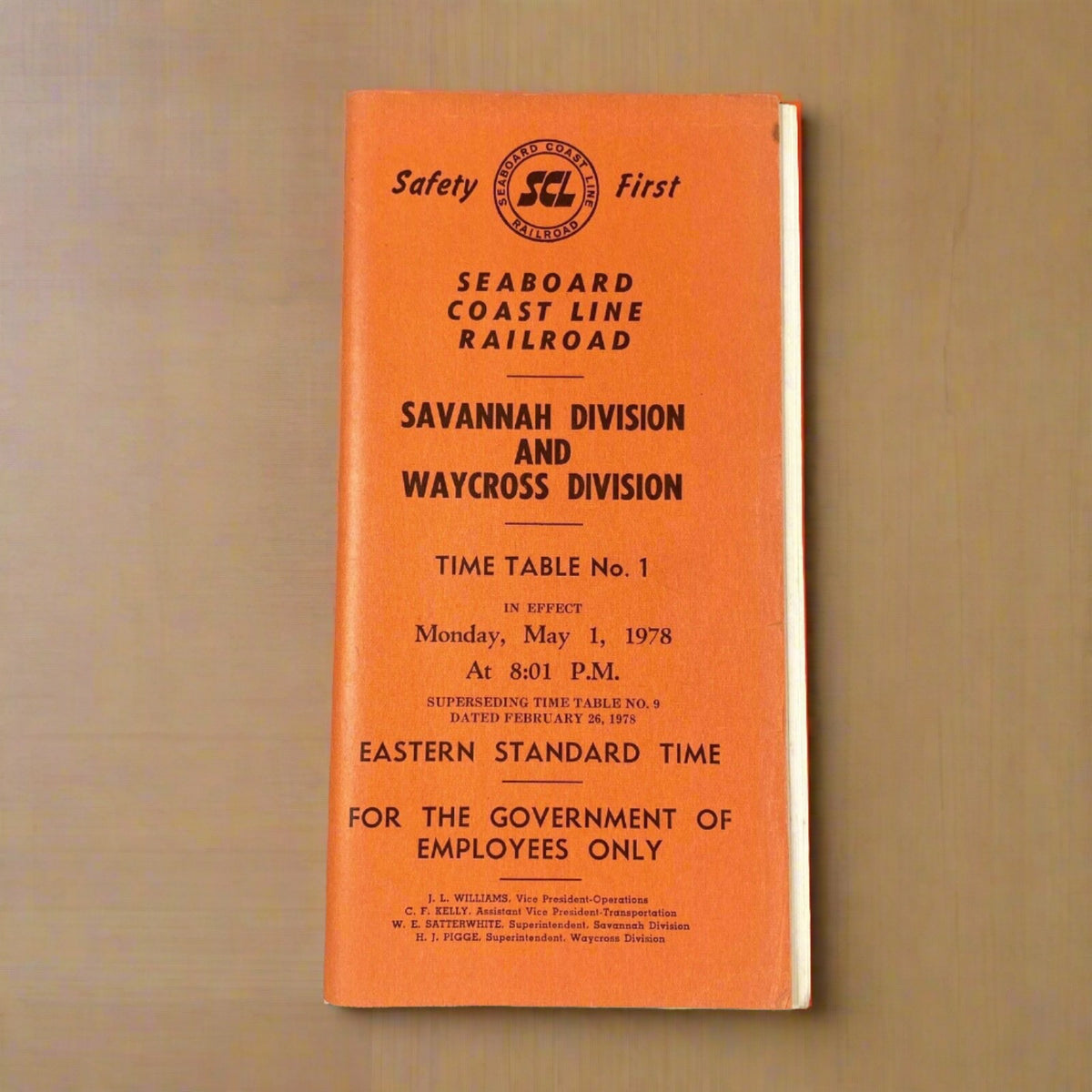 Seaboard Coast Line Savannah and Waycross Division Time Table 1 May 1, 1978