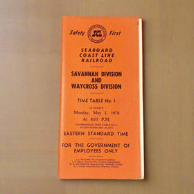 Seaboard Coast Line Savannah and Waycross Division Time Table 1 May 1, 1978