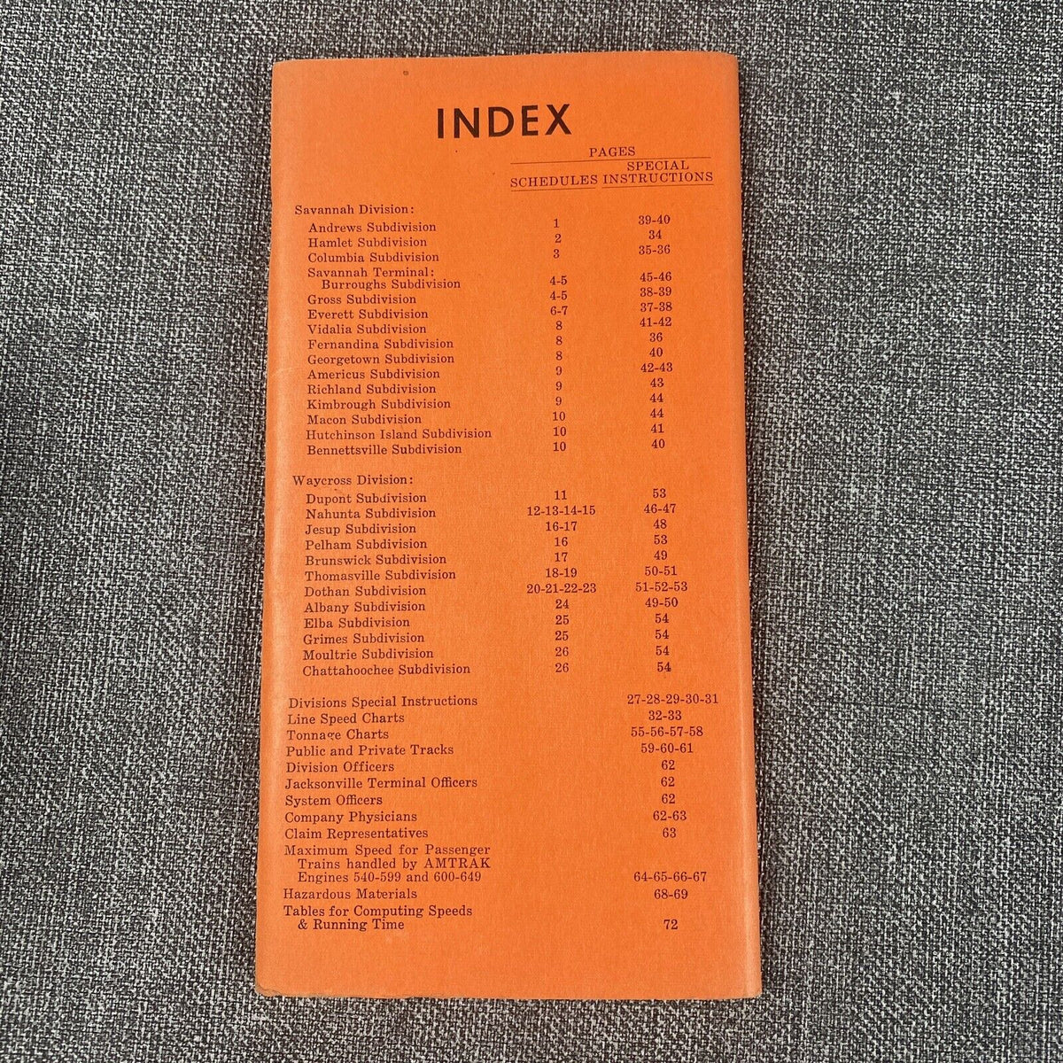 Seaboard Coast Line Savannah and Waycross Division Time Table 1 May 1, 1978