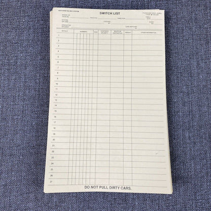 Southern Railway System SOU Switch List Form #662-A + Pencils and Pens, 1980's