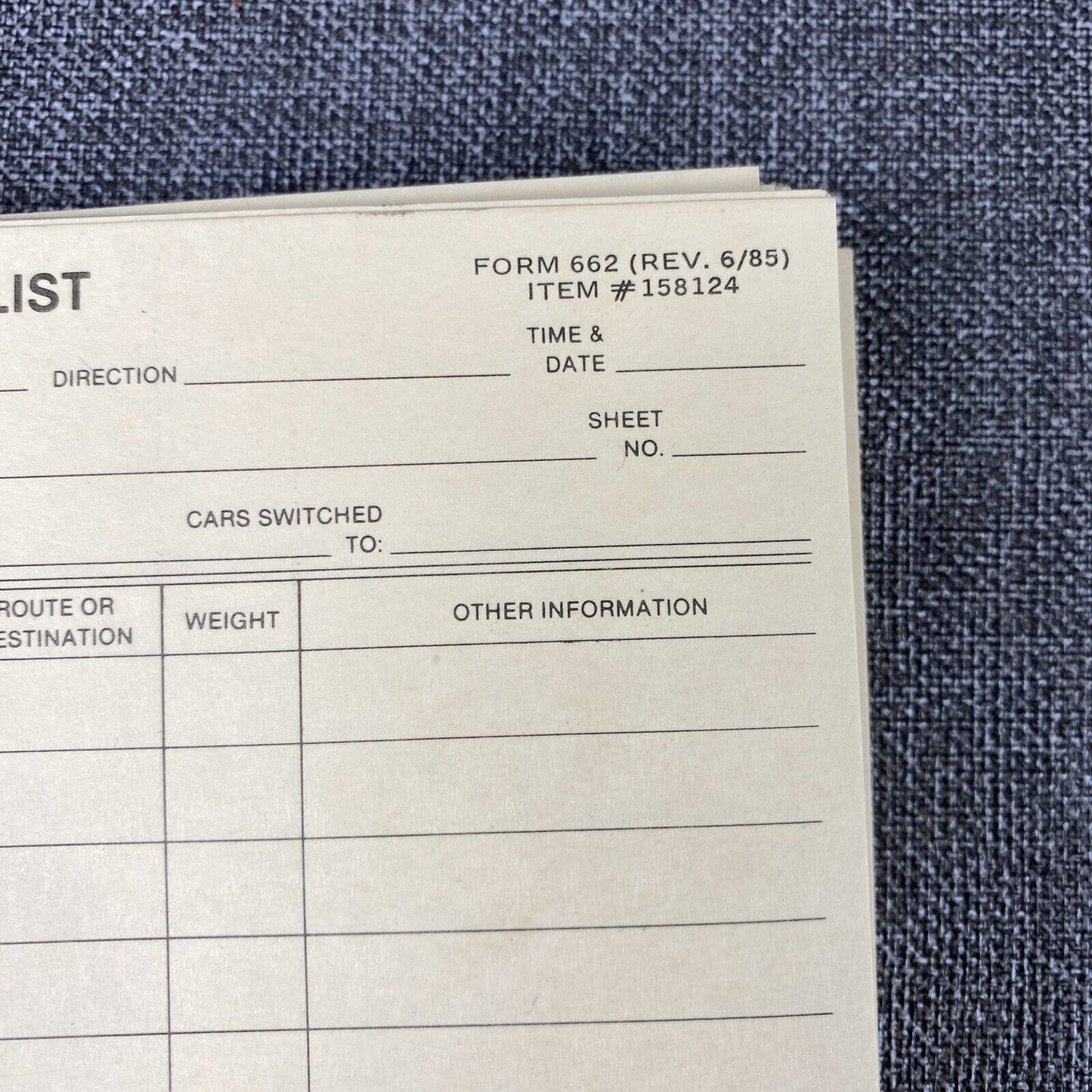 Southern Railway System SOU Switch List Form #662-A + Pencils and Pens, 1980's