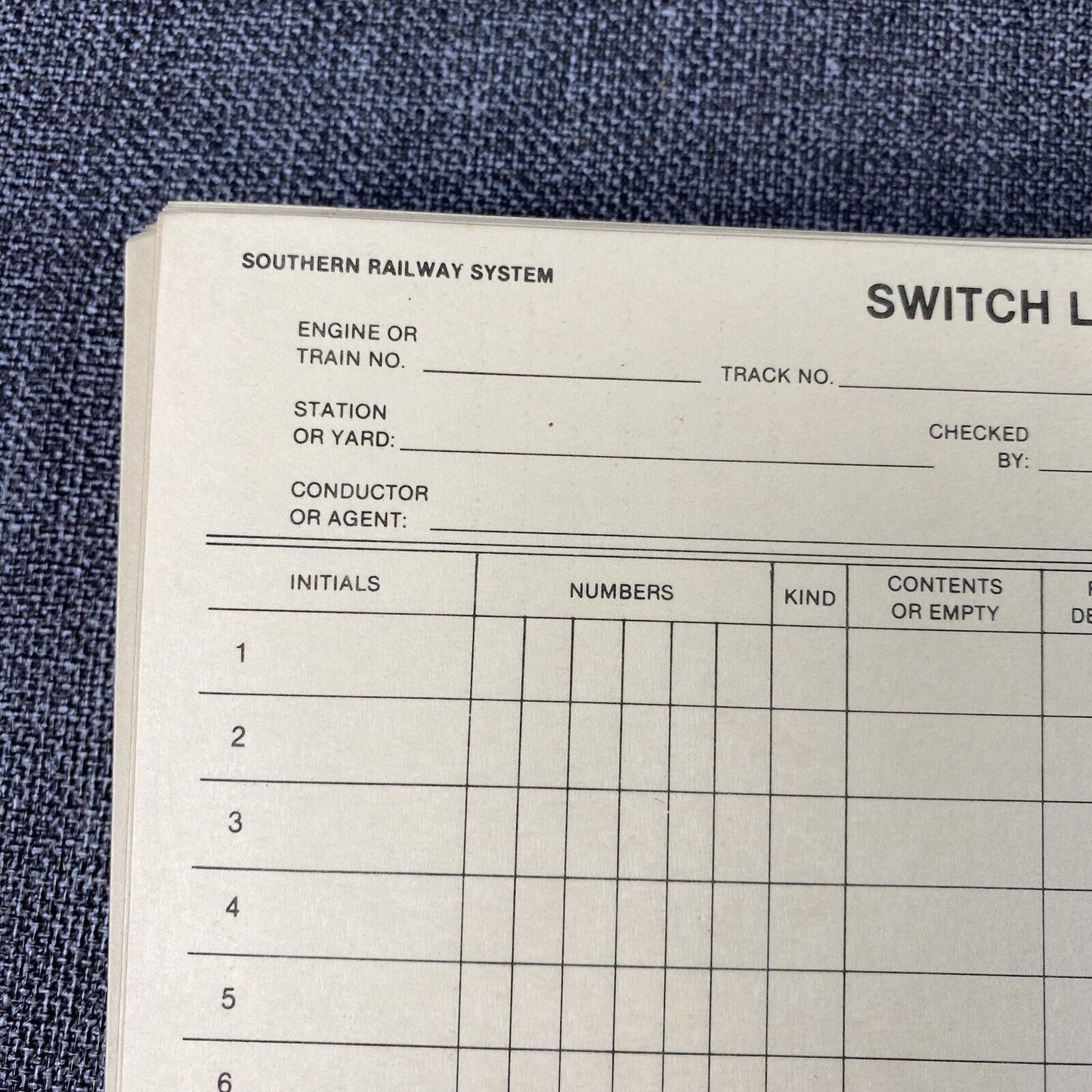 Southern Railway System SOU Switch List Form #662-A + Pencils and Pens, 1980's