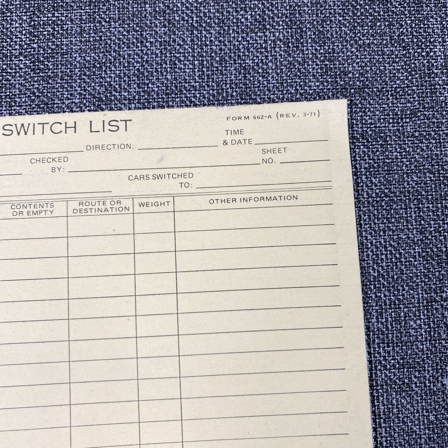 Southern Railway System SOU Switch List Form 662-A + Pencils and Pens, 1970's