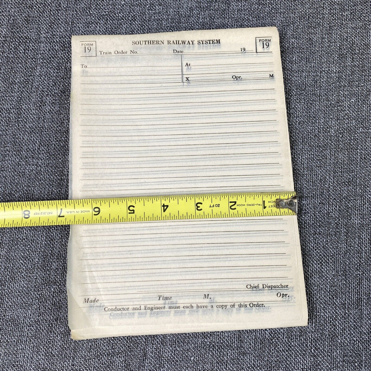 Southern Railway System SOU RR Train Order Form #19 + Pencils and Pens, 1970's