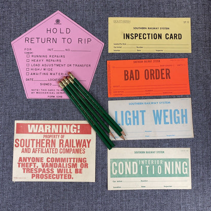 Vintage Southern Railway SOU RR  Original Variety of Cards/Signs with Pencils