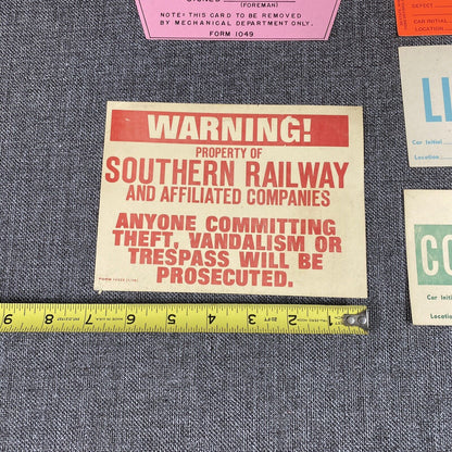Vintage Southern Railway SOU RR  Original Variety of Cards/Signs with Pencils