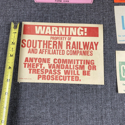 Vintage Southern Railway SOU RR  Original Variety of Cards/Signs with Pencils