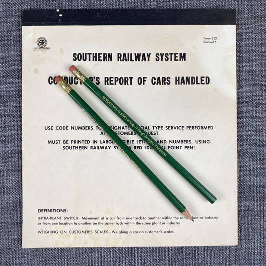 Vintage Southern Railway  System Conductor's Report of Cars Handled Booklet