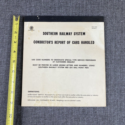 Vintage Southern Railway  System Conductor's Report of Cars Handled Booklet