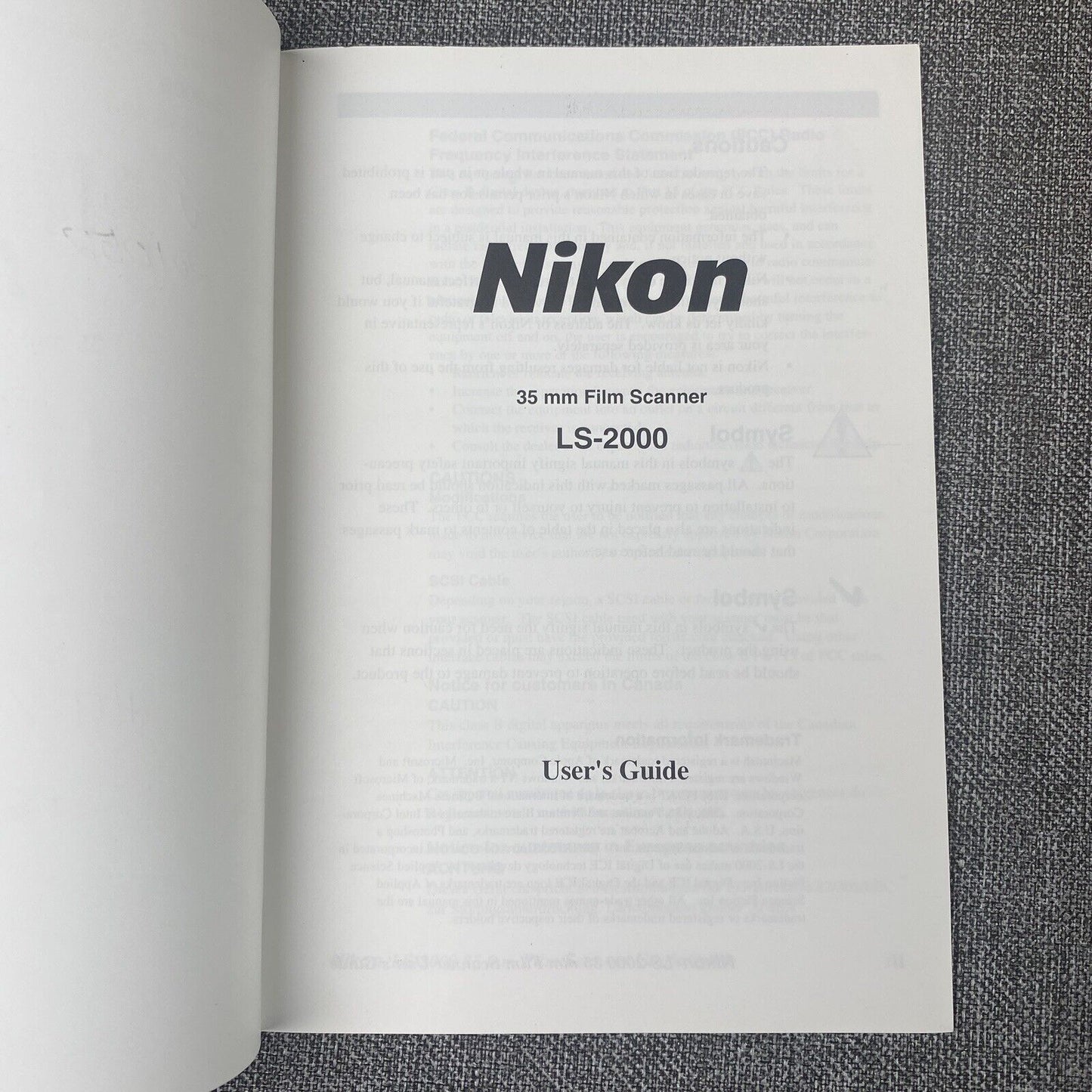 Nikon LS-2000 35mm Film Negative Scanner user's manual ,  35 pages