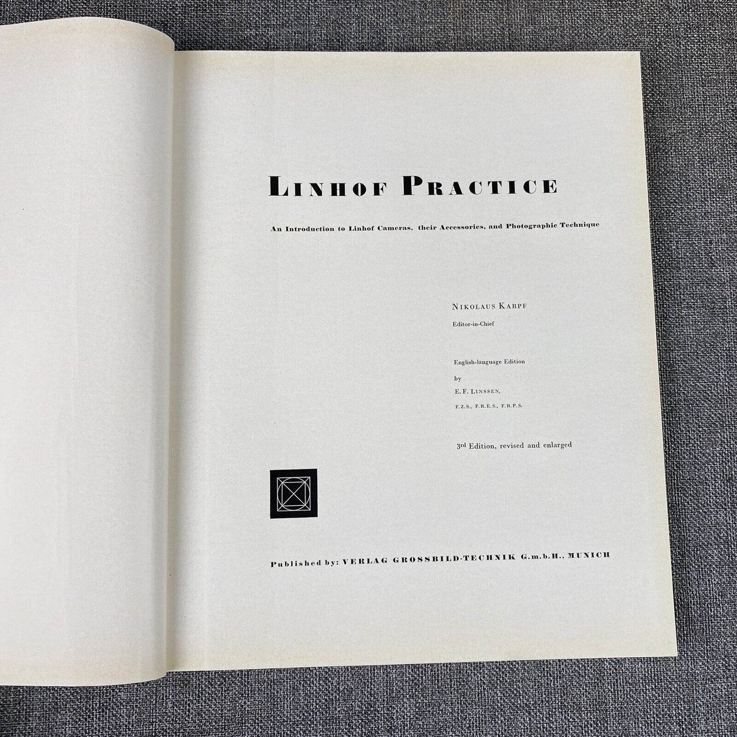 Linhof Practice An Introduction to Linholf Cameras by N. Karpf Hardcover 1958