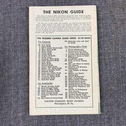 Nikon Guide-The Modern Camera Guide Series Manual by Kenneth S. Tydings 1956