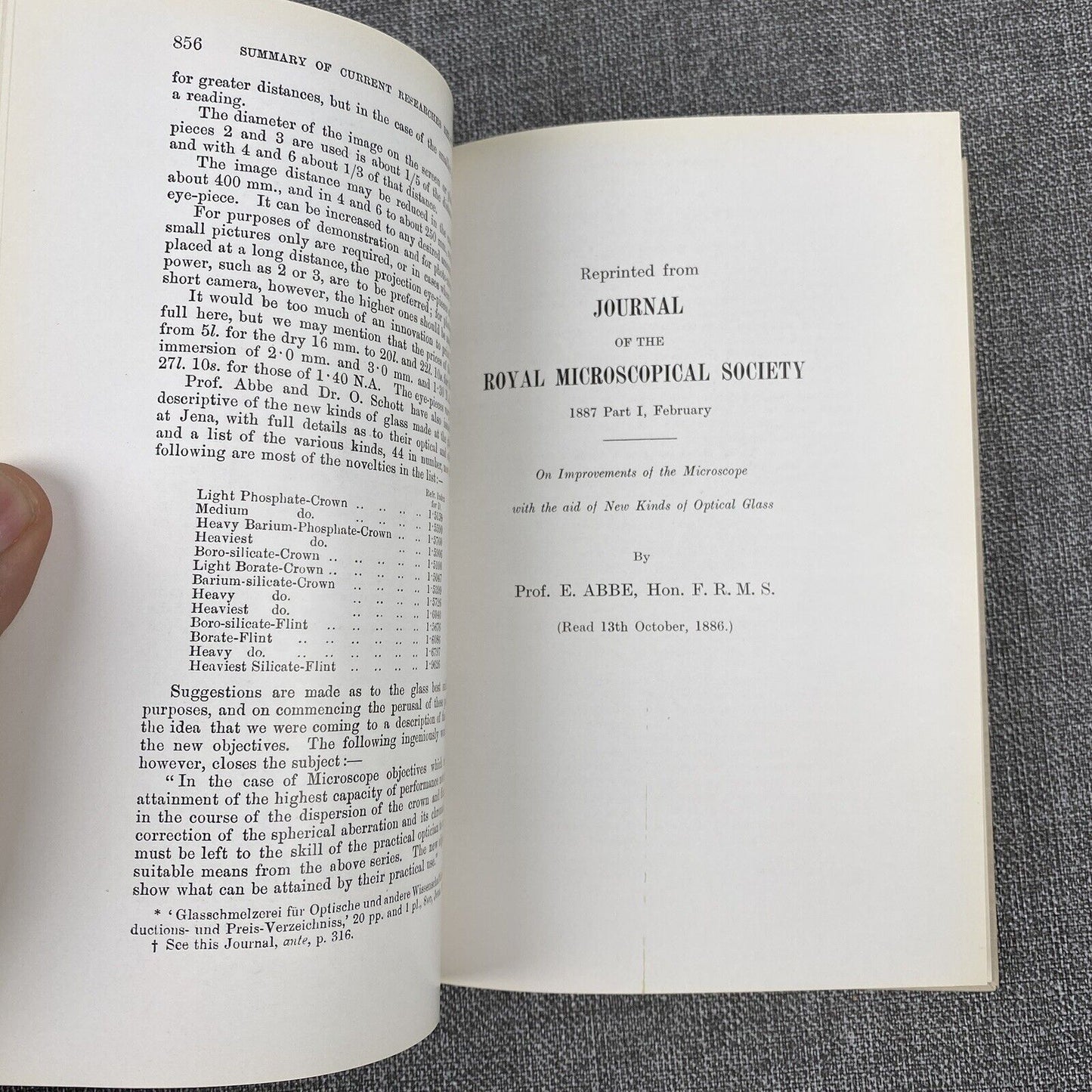 Abbe's Apochromats by Moritz von Rohr , Carl Zeiss Jena , 1886