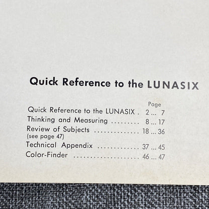 Original Gossen Lunasix Exposure Meter owner's manual , 48 pages