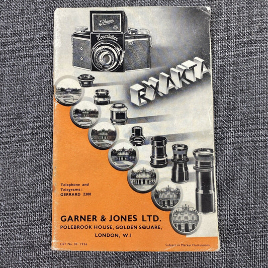 Vintage Garner & Jones LTD. Exakta , Plaubel Cameras  Camera Catalog , 1936