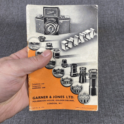 Vintage Garner & Jones LTD. Exakta , Plaubel Cameras  Camera Catalog , 1936