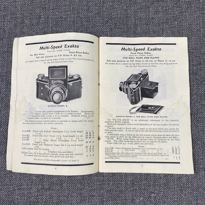 Vintage Garner & Jones LTD. Exakta , Plaubel Cameras  Camera Catalog , 1936