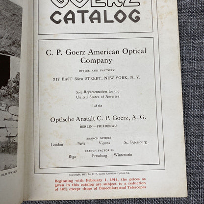 Vintage Goerz Catalog 1913 Photography Lenses , Cameras , Binoculars , 67 pages