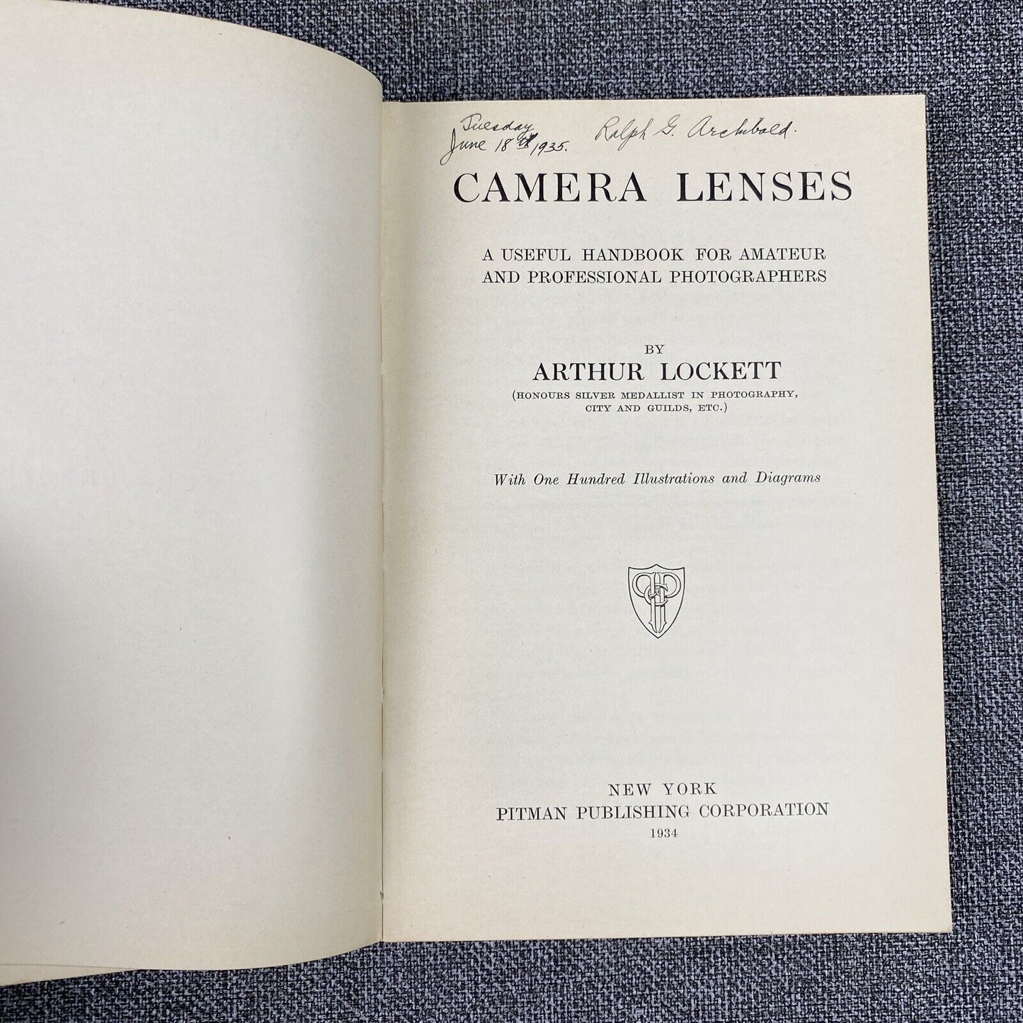 Vintage Camera Lenses with Illustrations and Diagrams by A. Lockett 1931