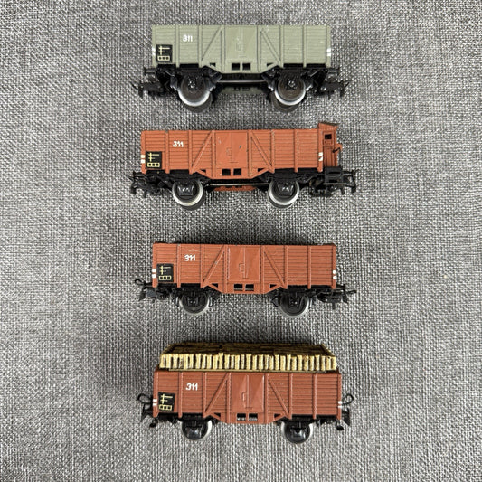 Marklin HO scale Vintage Die-Cast Freight Cars # 311 - lot of 4