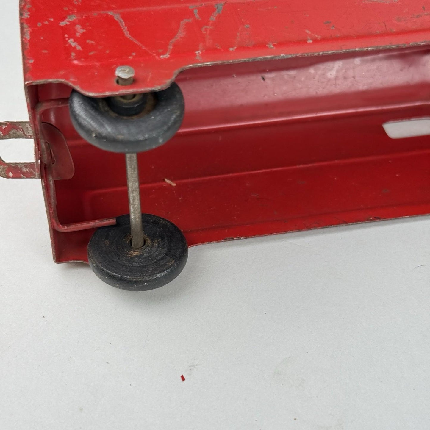 Marx Lumar Lines Art Deco Pressed Steel Train Engine & 2 Gondolas W/ Wood Wheels