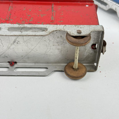 Marx Lumar Lines Art Deco Pressed Steel Train Engine & 2 Gondolas W/ Wood Wheels