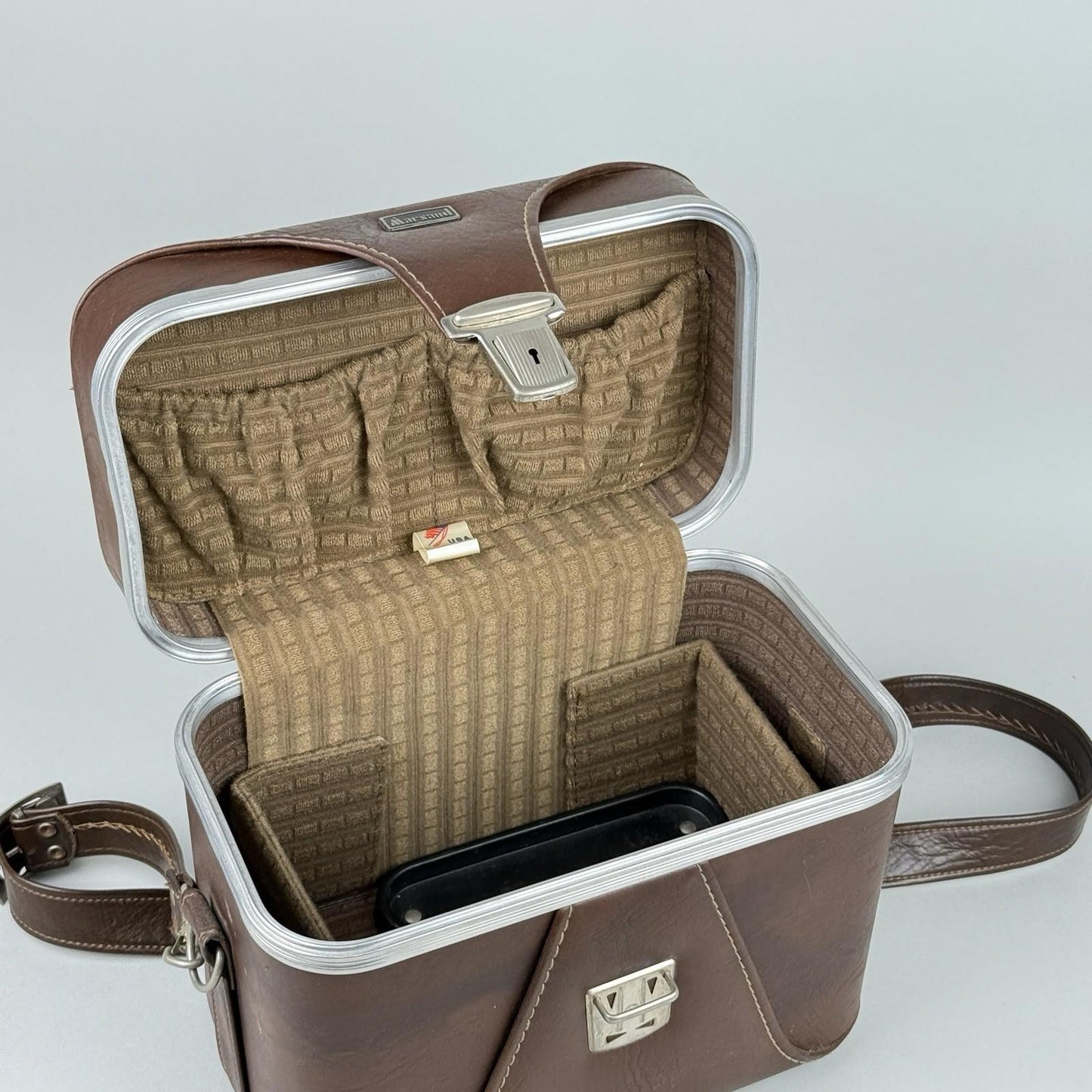 Vintage Marsand (Made In USA) Brown Leather Camera Bag w/ Straps & Compartments