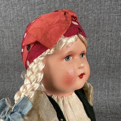 Vintage Hand Made Hungarian Doll 11" Traditional Clothes Hand Painted Face