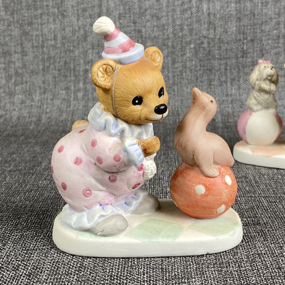 Vintage HOMCO Porcelain CIRCUS CLOWN TEDDY BEARS Set of 2 Figurines