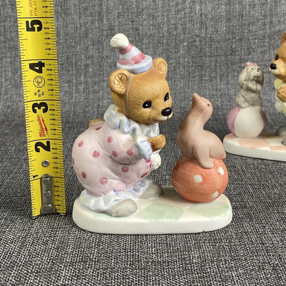 Vintage HOMCO Porcelain CIRCUS CLOWN TEDDY BEARS Set of 2 Figurines