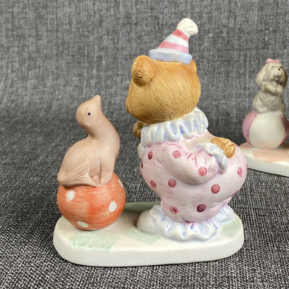 Vintage HOMCO Porcelain CIRCUS CLOWN TEDDY BEARS Set of 2 Figurines