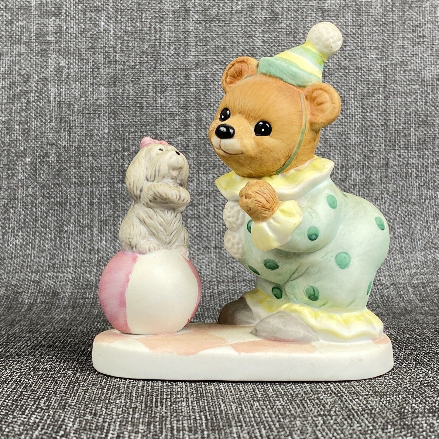 Vintage HOMCO Porcelain CIRCUS CLOWN TEDDY BEARS Set of 2 Figurines