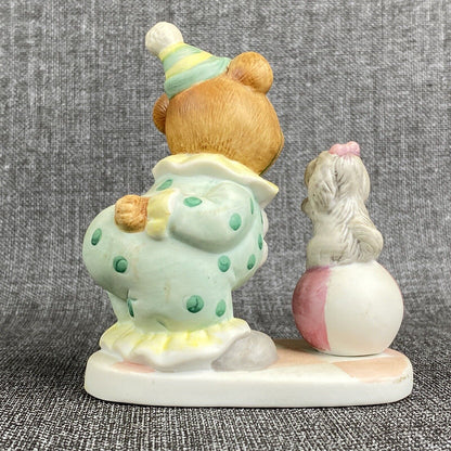 Vintage HOMCO Porcelain CIRCUS CLOWN TEDDY BEARS Set of 2 Figurines