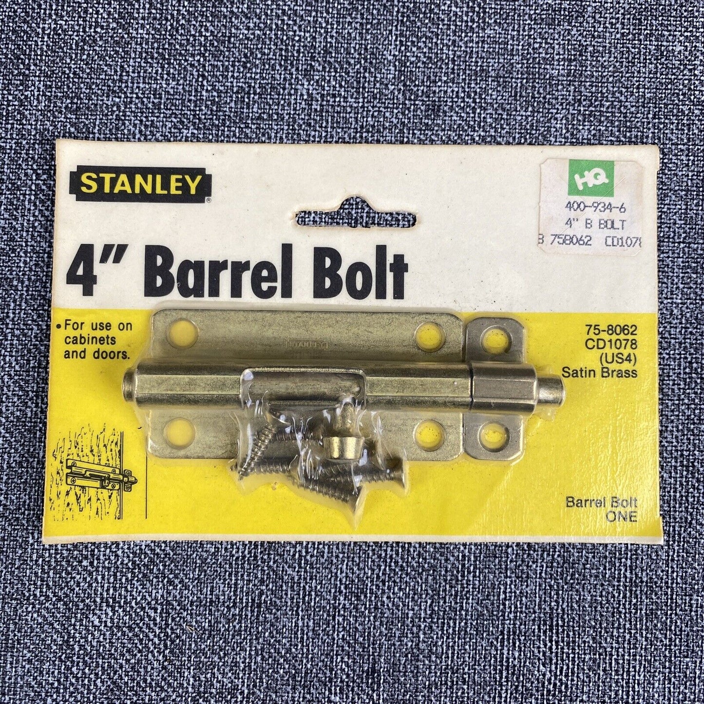 Stanley 76-8062 /CD1078 Satin Brass 4" Barrel Bolt NOS